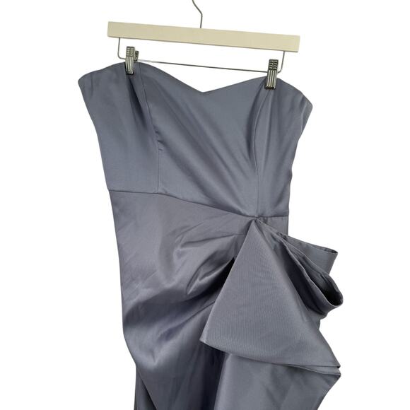 Badgley Mischka Mikado Ruffle Strapless Purple Gown Part Cocktail READ Womens 16 - Picture 4 of 9